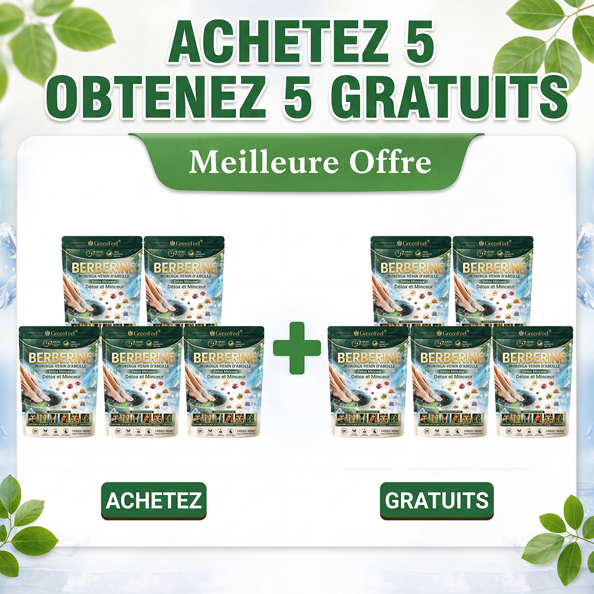 法☘️ GreenFeel® Berbérine, Moringa & Venin d’Abeille – Perles Détox Minceur pour Bain de Pieds, soutenant la gestion du poids, le drainage lymphatique, une circulation saine, le bien-être féminin et une peau visiblement plus ferme. 🔥