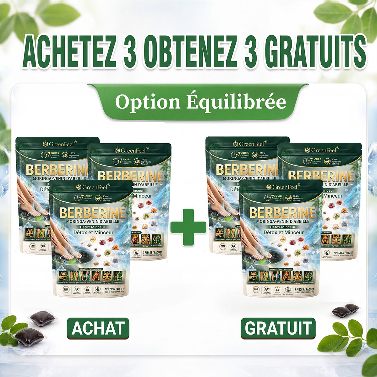 法☘️ GreenFeel® Berbérine, Moringa & Venin d’Abeille – Perles Détox Minceur pour Bain de Pieds, soutenant la gestion du poids, le drainage lymphatique, une circulation saine, le bien-être féminin et une peau visiblement plus ferme. 🔥
