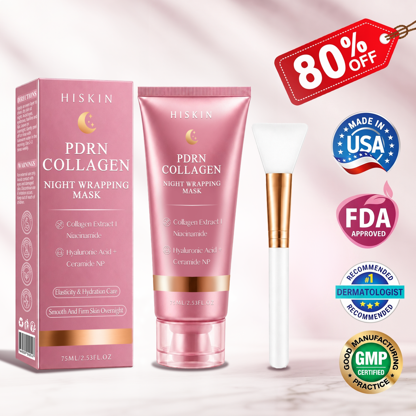 FDA Official: 𝐇𝐈𝐒𝐊𝐈𝐍® 𝐏𝐃𝐑𝐍 𝐂𝐨𝐥𝐥𝐚𝐠𝐞𝐧 𝐍𝐢𝐠𝐡𝐭 𝐖𝐫𝐚𝐩𝐩𝐢𝐧𝐠 𝐌𝐚𝐬𝐤- Anti-aging, Hydrating, Skin Firming & Lifting, Skin Repair, Even Tone, Acne and Dark Spot Treatment, Wart and Mole Removal, and Psoriasis Relief.