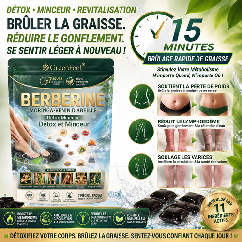 法☘️ GreenFeel® Berbérine, Moringa & Venin d’Abeille – Perles Détox Minceur pour Bain de Pieds, soutenant la gestion du poids, le drainage lymphatique, une circulation saine, le bien-être féminin et une peau visiblement plus ferme. 🔥
